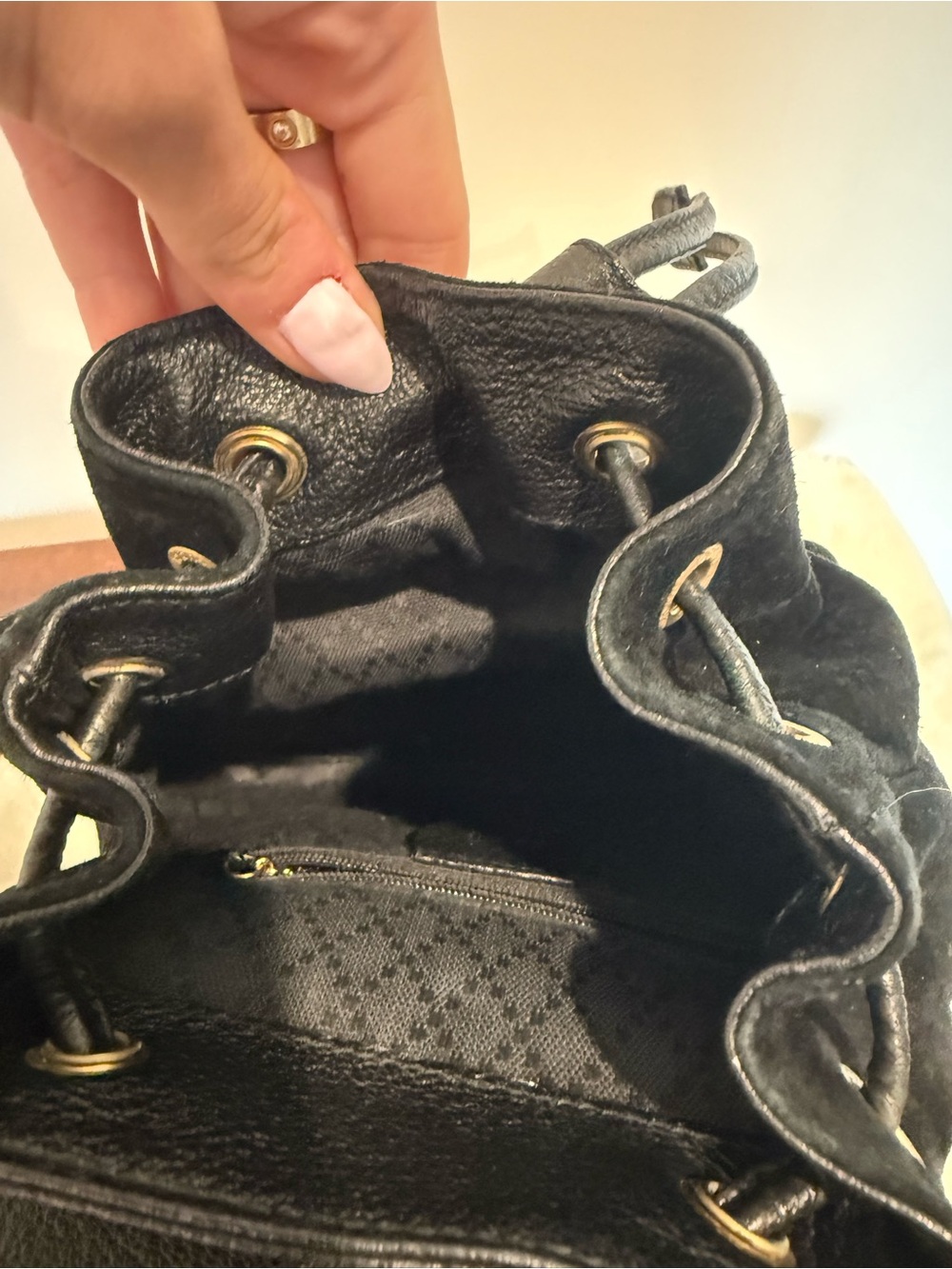 Gucci Black Suede Backpack with Bamboo Top Handle - Picture 4 of 9